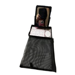 CIK) New Mary Kay Black Foldable Travel Mirror‎ Stand Zippered Bag Consultant